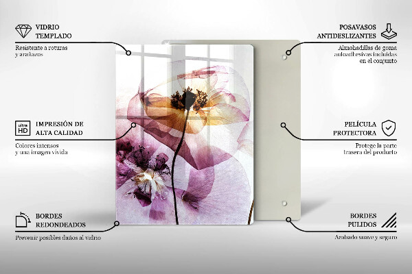 Chopping board glass Delicate flowers