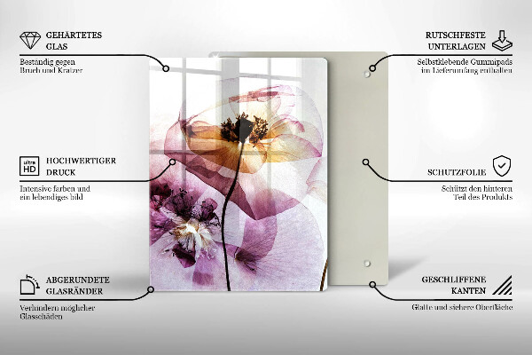 Chopping board glass Delicate flowers