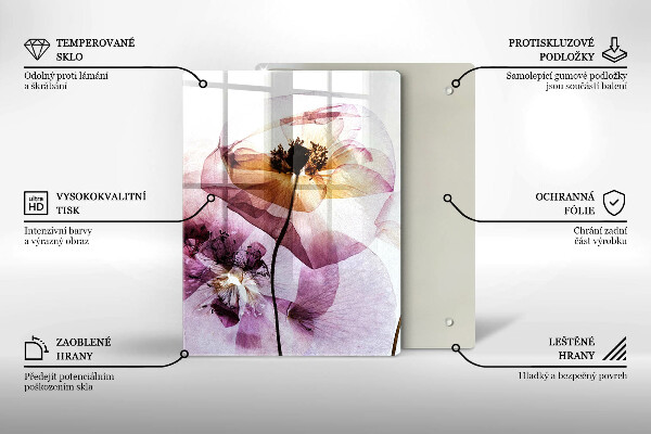 Chopping board glass Delicate flowers