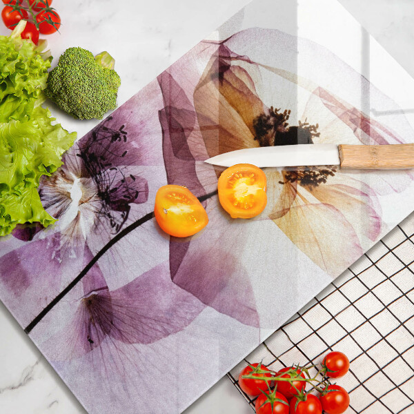 Chopping board glass Delicate flowers