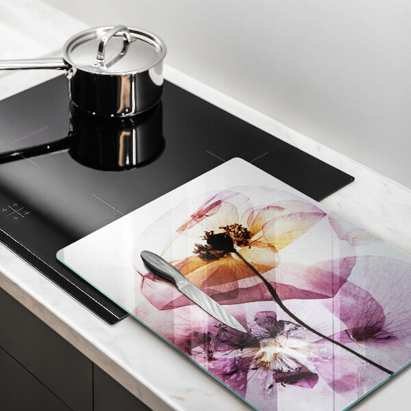 Chopping board glass Delicate flowers