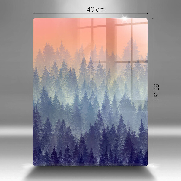 Chopping board glass Forest at sunset