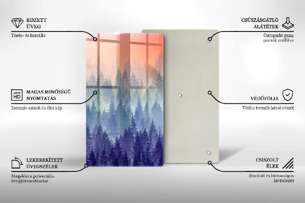 Chopping board glass Forest at sunset