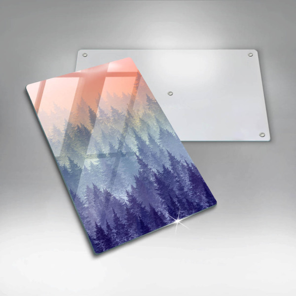 Chopping board glass Forest at sunset