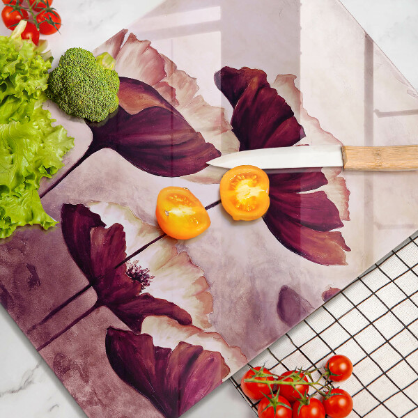 Chopping board glass Painting flowers