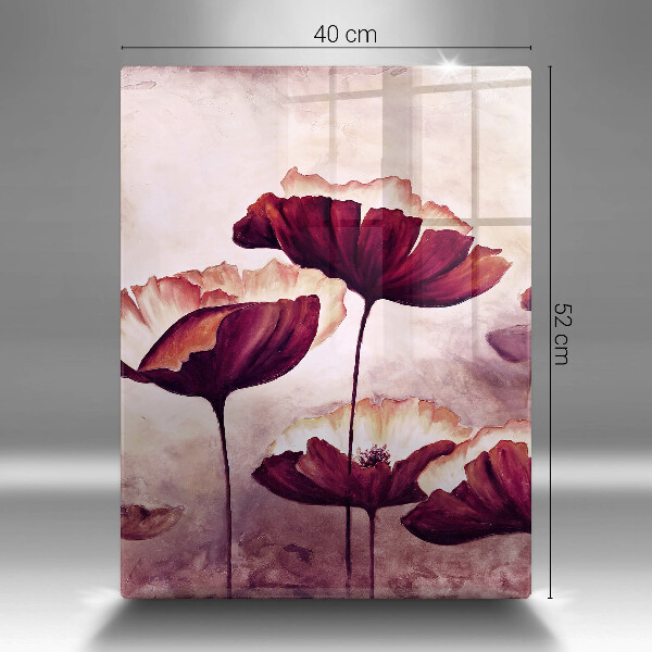 Chopping board glass Painting flowers