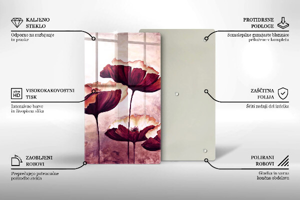 Chopping board glass Painting flowers