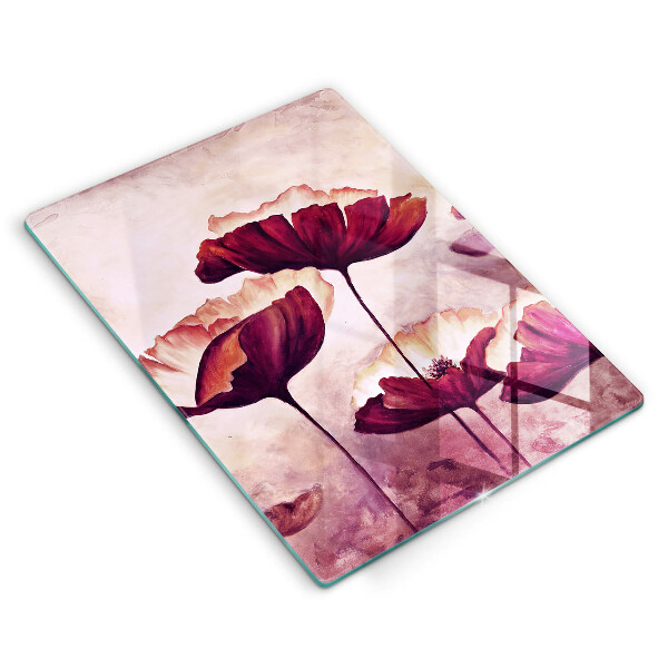 Chopping board glass Painting flowers