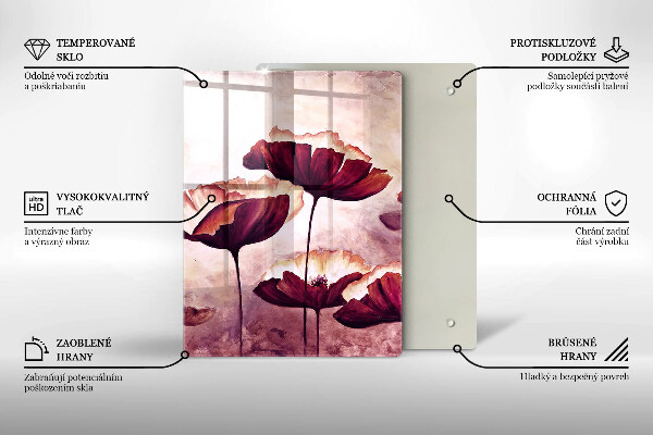 Chopping board glass Painting flowers