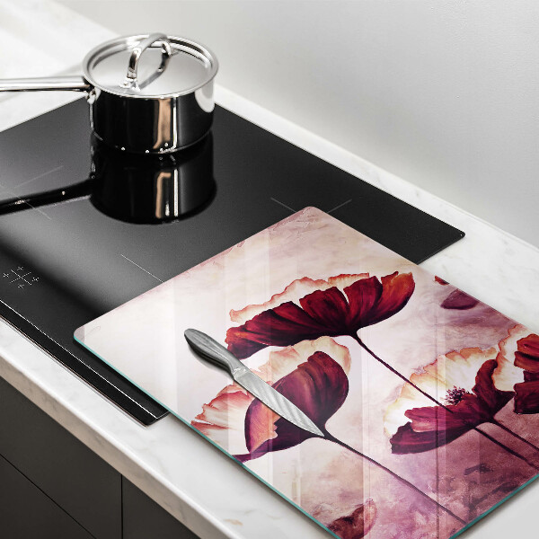 Chopping board glass Painting flowers