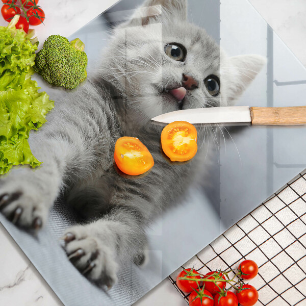 Chopping board glass Little cute kitty