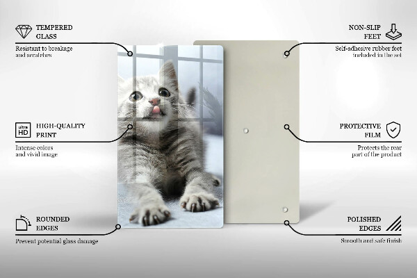Chopping board glass Little cute kitty