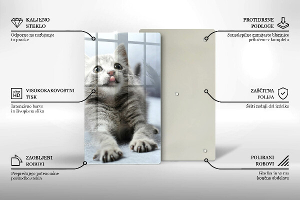 Chopping board glass Little cute kitty