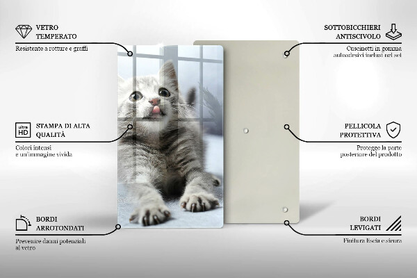 Chopping board glass Little cute kitty