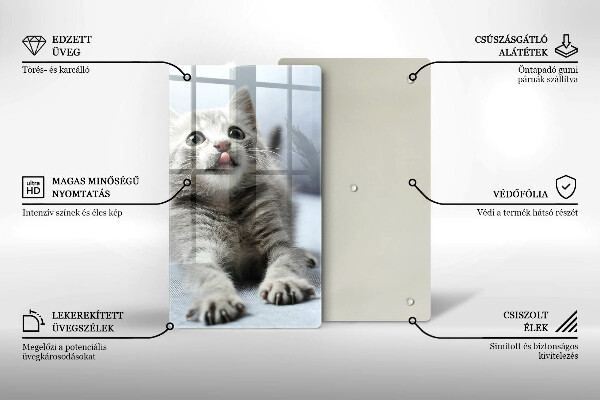 Chopping board glass Little cute kitty