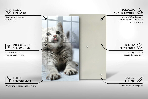 Chopping board glass Little cute kitty