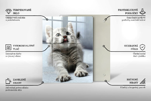 Chopping board glass Little cute kitty