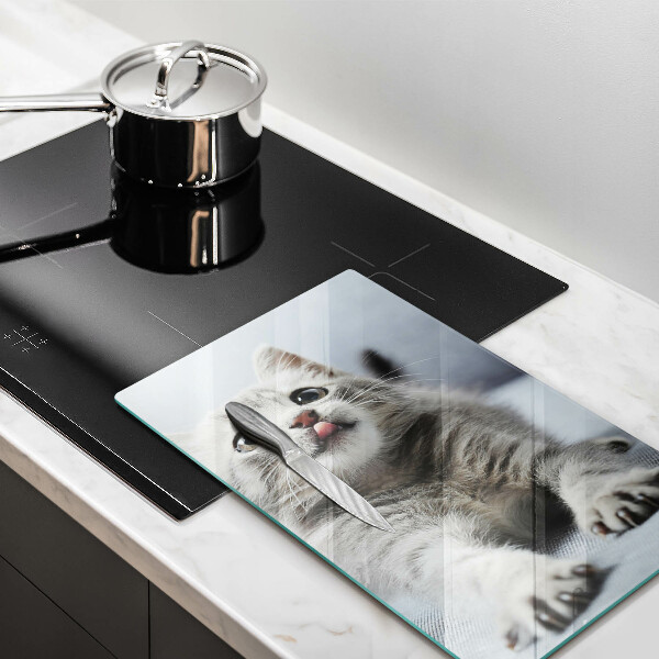Chopping board glass Little cute kitty