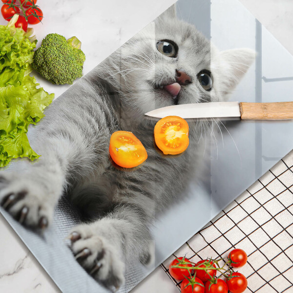 Chopping board glass Little cute kitty
