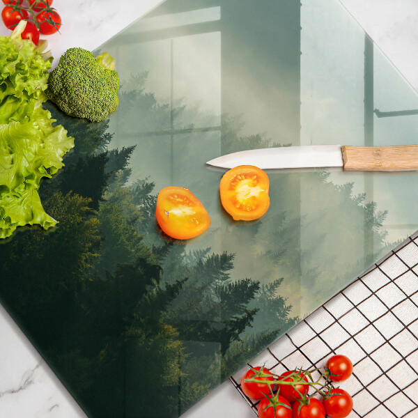 Chopping board glass Landscape view of the forest