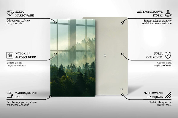 Chopping board glass Landscape view of the forest