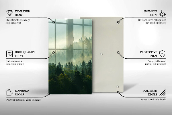 Chopping board glass Landscape view of the forest