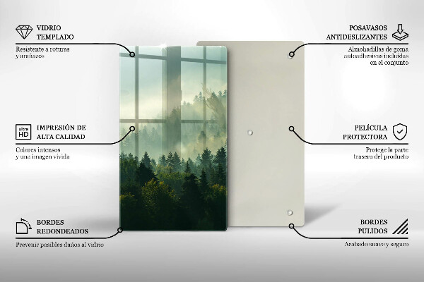 Chopping board glass Landscape view of the forest