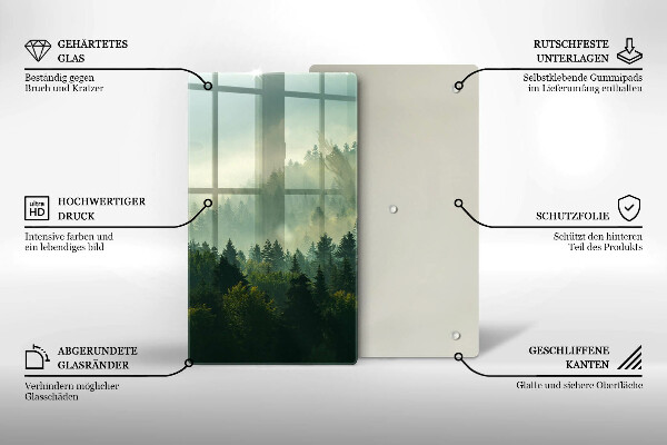 Chopping board glass Landscape view of the forest