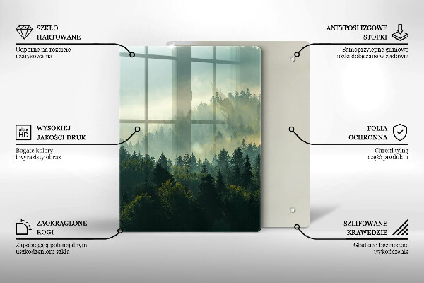 Chopping board glass Landscape view of the forest