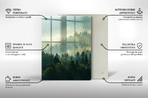 Chopping board glass Landscape view of the forest