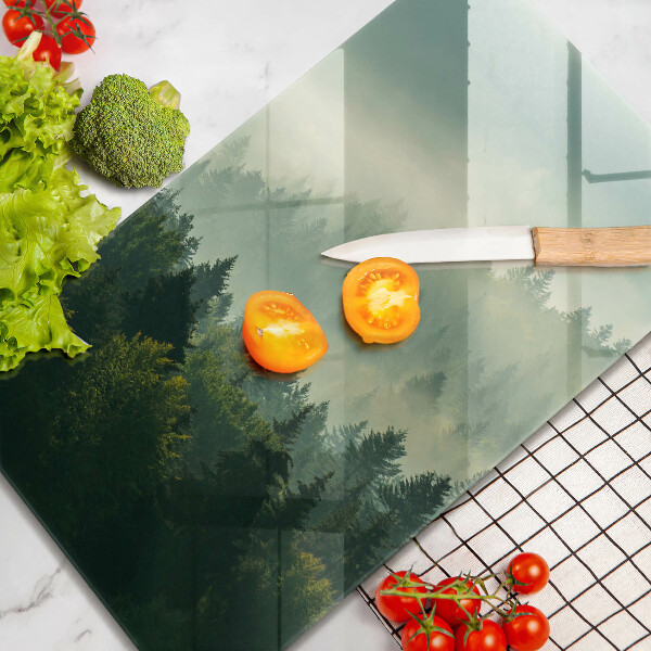 Chopping board glass Landscape view of the forest