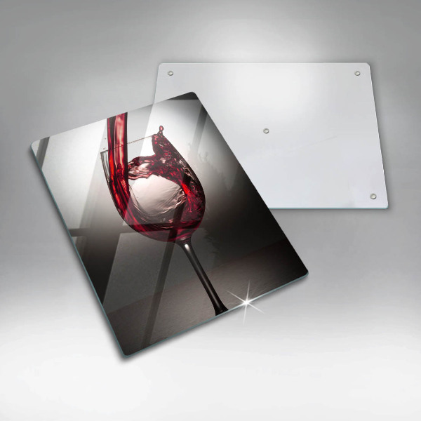 Chopping board glass Glass and red wine