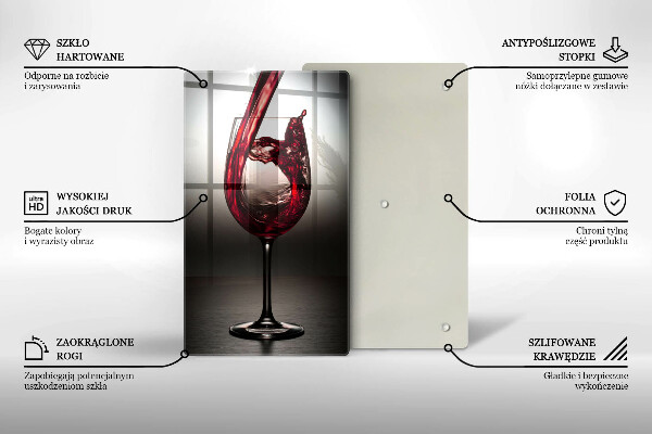 Chopping board glass Glass and red wine