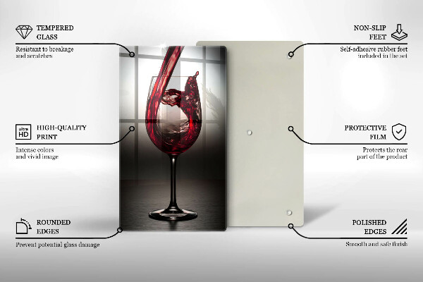 Chopping board glass Glass and red wine