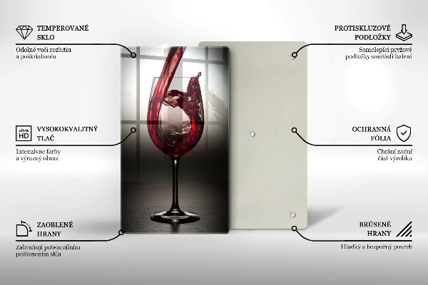 Chopping board glass Glass and red wine