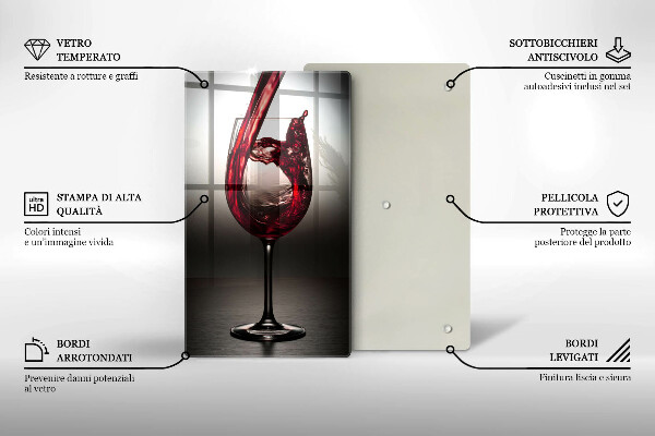 Chopping board glass Glass and red wine