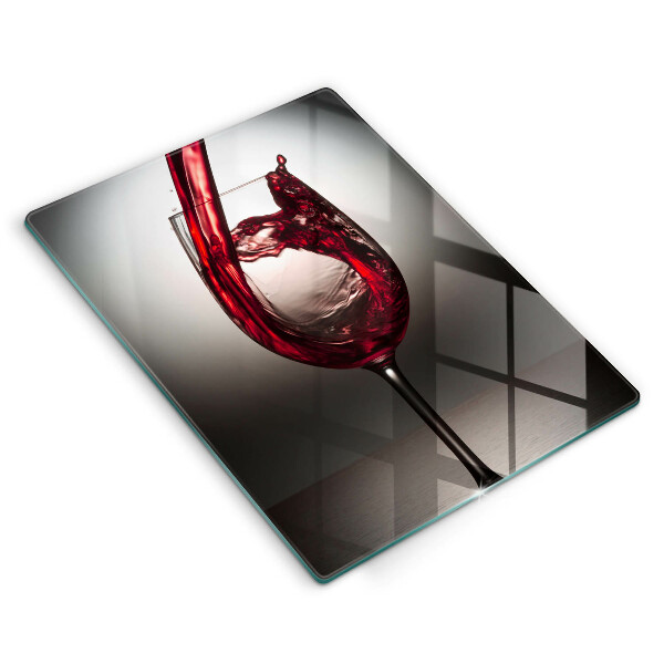 Chopping board glass Glass and red wine
