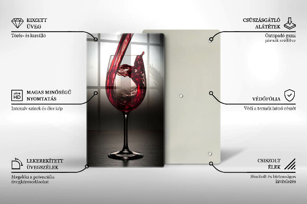 Chopping board glass Glass and red wine