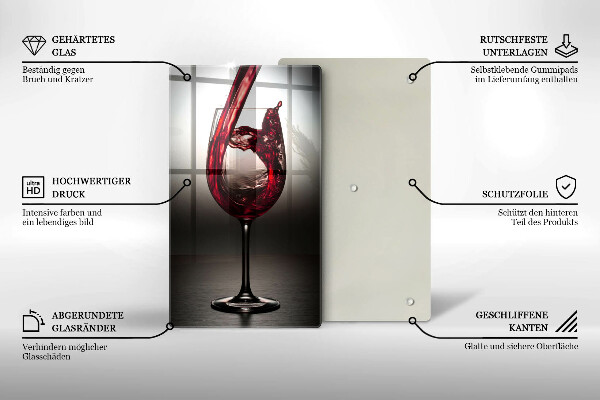 Chopping board glass Glass and red wine