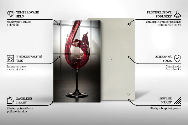 Chopping board glass Glass and red wine