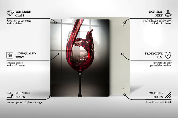 Chopping board glass Glass and red wine