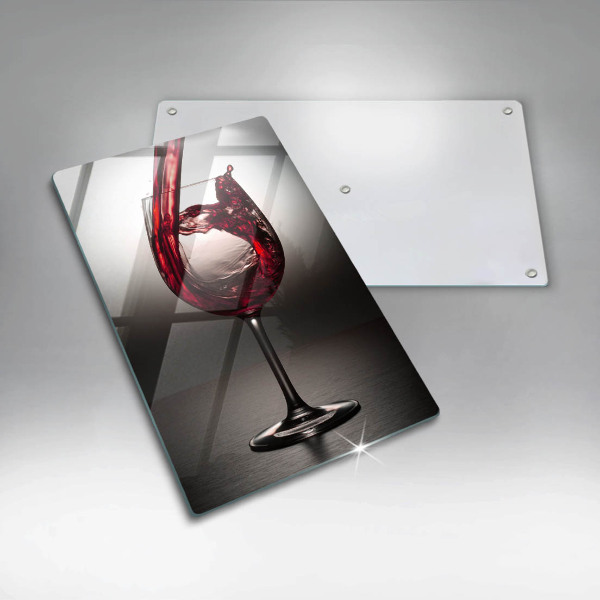 Chopping board glass Glass and red wine
