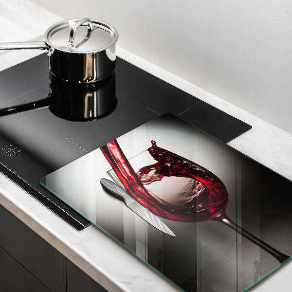 Chopping board glass Glass and red wine