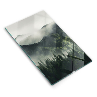 Chopping board glass Land and fog landscape