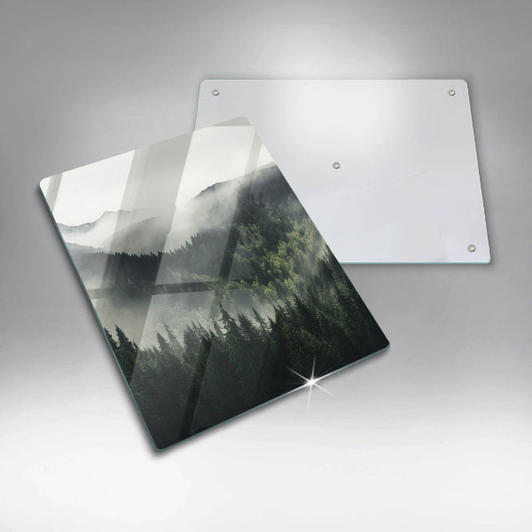 Chopping board glass Land and fog landscape