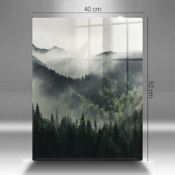 Chopping board glass Land and fog landscape