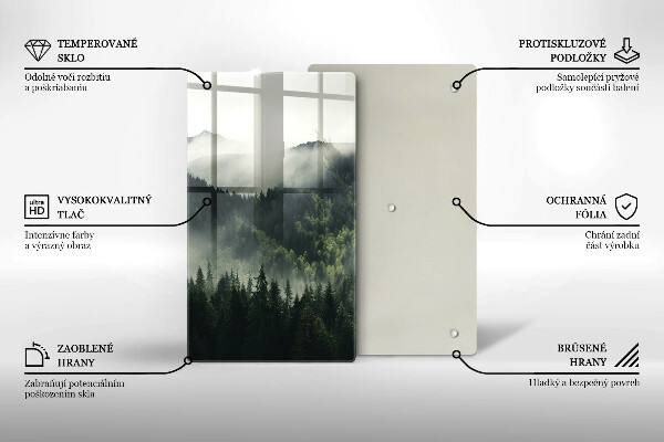 Chopping board glass Land and fog landscape