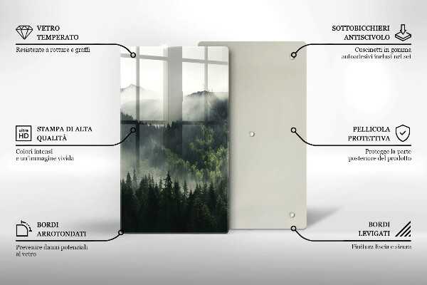 Chopping board glass Land and fog landscape