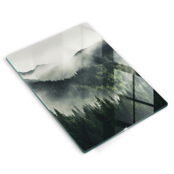 Chopping board glass Land and fog landscape