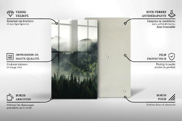 Chopping board glass Land and fog landscape